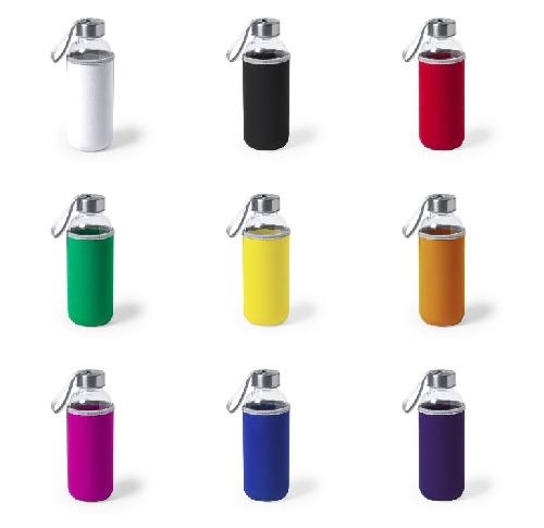 Glass Water Bottle 450ml With Bottle Cooler & Strap